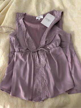 Lyniel Lavender Lace Trim Satin Camisole